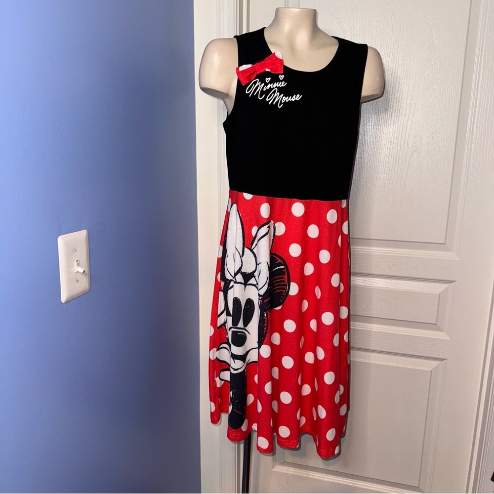 Disney Minnie Mouse Black and Red Polka Dot Dress size Large women